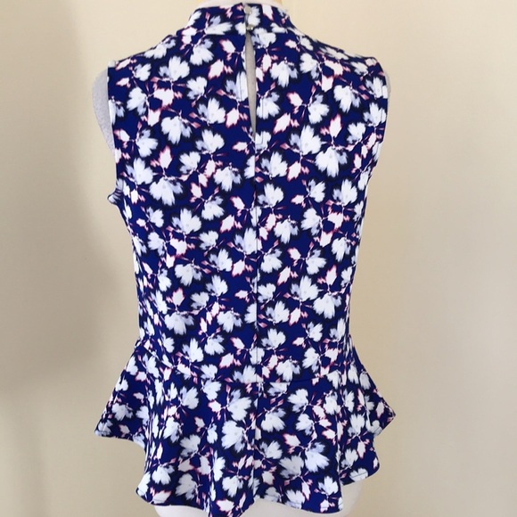 Banana republic factory small blue high neck peplum blouse. - Picture 2 of 7